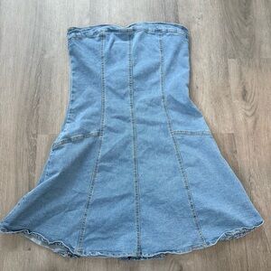 Denim Stretch Strapless Dress size L